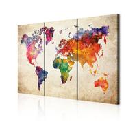decomonkey Impression sur Toile Carte du Monde 90x60 3 Pièces Déco Salon | Tableau decoration murale, Abstraction aquarelles artistique coloré continents cartes monde moderne, Bords imprimés