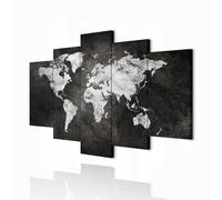 decomonkey - Impression sur Toile Carte du Monde L 225x112.5 5 Pièces - Tableau Décoration Appartement Cadre en Bois Déco Salon Peinture sur Toile Maison Modèle continents carte du monde texture