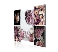 decomonkey - Impression sur Toile Fleurs 110x80 5 Pièces - Tableau Décoration Appartement Déco Salon Peinture sur Toile Fleurs colorées aiment les inscriptions nature dans les plantes anglaises