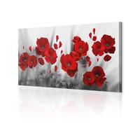 decomonkey - Impression sur Toile Fleurs Coquelicots rouge 135x45 1 Pièce - Tableau Décoration Appartement Déco Salon Peinture sur Toile Fleurs coquelicots nature romantique contexte