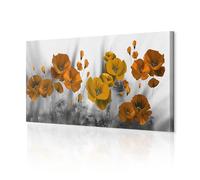 decomonkey - Impression sur Toile Fleurs Coquelicots rouge 150x50 1 Pièce - Tableau Décoration Appartement Déco Salon Peinture sur Toile Fleurs coquelicots nature orange romantique gris