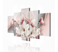 decomonkey - Impression sur Toile Fleurs Magnolia 150x75 5 Pièces - Tableau Décoration Appartement Cadre en Bois Déco Salon Peinture sur Toile Maison Fleurs colorées magnolias nature plantes