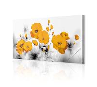 decomonkey - Impression sur Toile Intissé Coquelicots 120x40 1 Pièce - Tableau Décoration Appartement Cadre en Bois Déco Salon Peinture sur Toile Maison Fleurs prairie coquelicots nature plantes