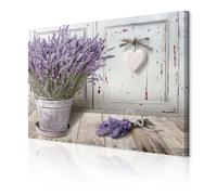 decomonkey - Impression sur Toile Intissé Fleurs Nature 90x60 1 Pièce - Tableau Décoration Appartement Cadre en Bois Photo Déco Salon Peinture sur Toile Maison Bouquet bois lavande fleurs ancien