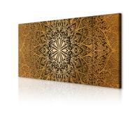 decomonkey - Impression sur Toile Intissé Mandala 150x60 5 Pièces - Tableau Décoration Appartement Cadre en Bois Déco Salon Peinture sur Toile Maison Beige marron ethnique mandala orient zen
