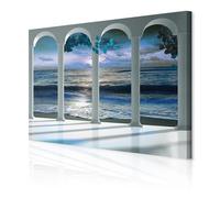 decomonkey - Impression sur Toile Intissé Mer Nature 90x60 1 Pièce - Tableau Décoration Appartement Cadre en Bois Déco Salon Peinture sur Toile Maison L'architecture colonnes paysage mer plage