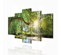 decomonkey - Impression sur Toile Intissé Nature 200x100 5 Pièces - Tableau Décoration Appartement Cadre en Bois Photo Déco Salon Peinture sur Toile Maison