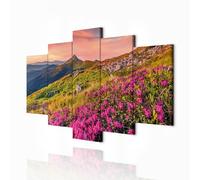 decomonkey - Impression sur Toile Intissé Paysage 100x50 5 Pieces - Tableau Décoration Appartement Cadre en Bois Photo Déco Salon Peinture sur Toile Maison