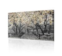 decomonkey - Impression sur Toile Nature 150x50 1 Pièce - Tableau Décoration Appartement Cadre en Bois Déco Salon Peinture sur Toile Maison Des arbres fleurs feuilles magnolias nature plantes