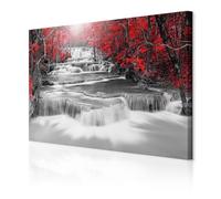 decomonkey - Impression sur Toile Noir et Blanc Chute d'eau 90x60 1 Pièce - Tableau Décoration Appartement Déco Salon Peinture sur Toile Des arbres paysage forêt nature rivière cascade