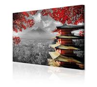 decomonkey - Impression sur Toile noir et blanc Paysage 90x60 1 Pièce - Tableau Décoration Appartement Déco Salon Architecture nuages arbres montagnes japon paysage nature panorama