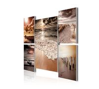 decomonkey - Impression sur Toile Plage Mer 110x80 5 Pièces - Tableau Décoration Appartement Cadre en Bois Déco Salon Peinture sur Toile Nuages paysage mer ciel sable plage coucher de soleil