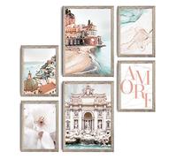 decomonkey Lot de 6 Posters sans Cadres Voyages 4 x DIN A4 & 2 x DIN A3 | Aesthetic, Pour Salon, Chambre à Coucher Affiche Murale Decoration Décoratifs, Zen Calme Boho Voyage