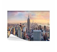 decomonkey - Papier Peint Intissé New York 350x256 cm - Décoration murale moderne - Tapisserie décorative pour chambre salon - Architecture manhattan new york usa gratte-ciel