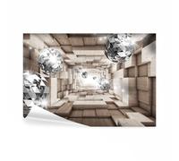 decomonkey - Papier Peint Panoramique 3d Effet Abstrait Abstraction 400x280 cm - Décoration murale - Tapisserie pour chambre salon - Abstraction bois figures géométriques tunnels modernes