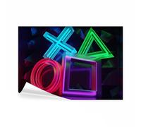 decomonkey - Papier Peint Panoramique Adhésif Game Play 196x140 cm - Stickers Muraux Salon Chambre Déco XXL Autocollant Murale Bureau - Bleu rose vert - Figures géométriques géométrique moderne