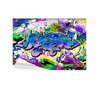 decomonkey - Papier Peint Panoramique Adhésif Graffiti Street art 343x256 cm - Stickers Muraux Chambre Déco XXL Autocollant - Vert bleu marron - Graffiti artistique inscriptions murales urbaines