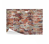 decomonkey - Papier Peint Panoramique Adhésif Mur de Pierre 343x256 cm - Stickers Muraux Chambre Déco Autocollant - Beige marron noir gris - Architecture brique urbain moderne orange texture fond