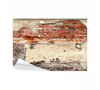 decomonkey - Papier Peint Panoramique Adhésif Mur de Pierre 392x280 cm - Stickers Muraux Chambre Autocollant - Marron orange blanc - Architecture brique modèle coloré urbain moderne texture fond