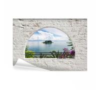 decomonkey - Papier Peint Panoramique Adhésif Naturee Paysage 441x315 cm - Stickers Muraux Salon Chambre Déco XXL Autocollant Murale Bureau - Violet vert gris - Paysage de plage en grèce