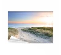 decomonkey - Papier Peint Panoramique Adhésif Plage Mer 294x210 cm - Stickers Muraux Salon Chambre Déco XXL Autocollant Murale Maison Décoration Bureau - Vert gris - Mer paysage plage eau