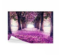 decomonkey - Papier Peint Panoramique Allee Fleurs 400x280 cm - Décoration murale moderne - Tapisserie décorative pour chambre salon - Routes arbres fleurs forêt feuilles nature paysage