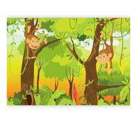 decomonkey - Papier Peint Panoramique Enfants Singe Jungle 350x256 cm - Décoration murale moderne - Tapisserie décorative pour chambre salon - Art mural unique design tendance