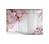 decomonkey - Papier Peint Panoramique Fleurs 300x210 cm - Décoration murale - Tapisserie décorative pour chambre salon - Bois fleurs inscriptions nature en français plantes texture vintage