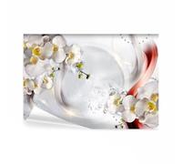 decomonkey - Papier Peint Panoramique Fleurs Abstrait 400x280 cm - Décoration murale moderne - Tapisserie décorative pour chambre salon - Vagues abstraction plantes fleurs nature