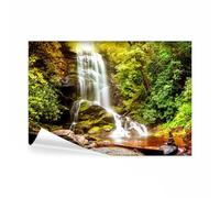 decomonkey - Papier Peint Panoramique Foret Cascade 350x256 cm - Décoration murale moderne - Tapisserie décorative pour chambre salon - Paysage forêt nature l'eau cascade