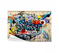 decomonkey - Papier Peint Panoramique Graffiti 400x280 cm - Décoration murale moderne - Tapisserie décorative pour chambre salon - Graffiti artistique coloré urbain mural fond adolescent