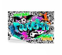 decomonkey - Papier Peint Panoramique Graffiti Football 350x256 cm - Décoration murale moderne - Tapisserie décorative pour chambre salon - Artistique graffiti coloré urbain mural football sport