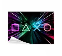 decomonkey - Papier Peint Panoramique Hobby 400x280 cm - Décoration murale - Tapisserie décorative pour chambre salon - Ville adolescent symboles passe-temps jeux jeux néon pour les enfants