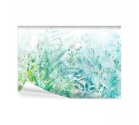 decomonkey Papier Peint Panoramique Nature 450x315 cm Décoration murale | Tapisserie décorative pour chambre salon, En fleurs tendances fleurs plantes nature aquarelles, moderne