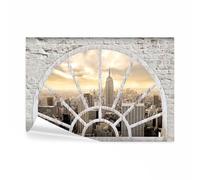 decomonkey - Papier Peint Panoramique New York 400x280 cm - Décoration murale moderne - Tapisserie décorative pour chambre salon - Ville architecture urbain new york soleil vue depuis la fenêtre