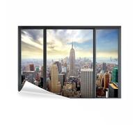 decomonkey - Papier Peint Panoramique New York Fenetre 350x256 cm - Décoration murale moderne - Tapisserie décorative pour chambre salon - Art mural unique design tendance