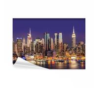 decomonkey - Papier Peint Panoramique New York Ville 300x210 cm - Décoration murale - Tapisserie pour chambre salon - Architecture manhattan ville urbain nuit new york rivière lumière gratte-ciel