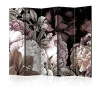 decomonkey Paravent décoratif intérieur Floral Gris Beige 225x172 cm | Cloison de séparation, Paravent en Bois, deux côtés, Maisonhabilléeautomne Fleurs colorées Nature Plantes Tendances