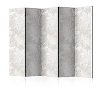 decomonkey Paravent décoratif intérieur Géométrie Abstraite Gris 225x172 cm | Cloison de séparation imprimée sur Toile, Paravent Original en Bois, seul côté, Blanc Nature Plantes Fleurs Ancien rétro