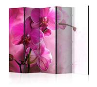 decomonkey - Paravent décoratif intérieur Photographie de Plantes 225x172 cm - Cloison de séparation - Paravent en Bois - Marron Rose Rouge Violet - Fleurs Nature orchidées Plantes Rose