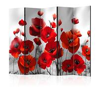 decomonkey - Paravent décoratif intérieur Photographie de Plantes 225x172 cm - Cloison de séparation - Paravent en Bois - Rose Rouge - Bouquet Illusion Fleurs Coquelicots Plantes