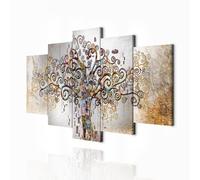 decomonkey - Tableau Acoustique Abstrait Arbre 225x112.5 5 Pièces - Impression sur Toile Décoration Isolation Phonique Déco Bureau Abstraction des arbres nature mosaïque colorée gustav klimt