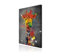 decomonkey - Tableau Acoustique Animaux Abstrait 60x90 1 Pièce - Impression sur Toile Décoration Isolation Phonique Déco Bureau Abstraction coloré moderne texture fond animaux girafes adolescent