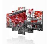 decomonkey - Tableau Acoustique Architekture Paysage 200x100 5 Pièces - Impression sur Toile Décoration Maison Isolation Peinture Image Phonique Déco Bureau Architecture japon orienter zen