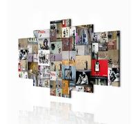 decomonkey - Tableau Acoustique Banksy 225x112.5 5 Pièces - Impression sur Toile Décoration Maison Isolation Peinture Phonique Déco Bureau Banksy modèle graffiti collage coloré fond urbain moderne