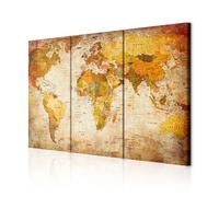 decomonkey - Tableau Acoustique Carte du Monde 135x90 3 Pièces - Impression sur Toile Décoration Maison Isolation Peinture Image Phonique Déco Bureau Panneaux Acoustiques