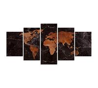 decomonkey - Tableau Acoustique Carte du Monde 200x100 5 Pièces - Impression sur Toile Décoration Maison Isolation Peinture Image Phonique Déco Bureau Fond de texture de carte du monde continents