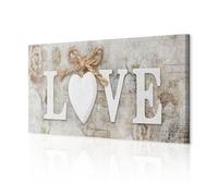 decomonkey - Tableau Acoustique Love 120x40 1 Pièce - Impression sur Toile Décoration Maison Isolation Peinture Image Phonique Déco Bureau Sous-titres d'amour vintage en anglais