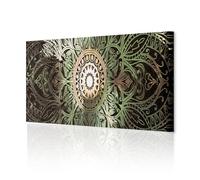 decomonkey - Tableau Acoustique Mandala Abstraction 120x40 1 Pièce - Impression sur Toile Décoration Maison Isolation Peinture Phonique Déco Bureau Mandala ethnique orient ornements fond zen vert
