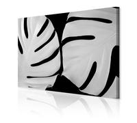 decomonkey - Tableau Acoustique Noir Blanc Plantes 90x60 1 Pièce - Impression sur Toile Décoration Maison Isolation Peinture Image Phonique Déco Bureau Panneaux Acoustiques